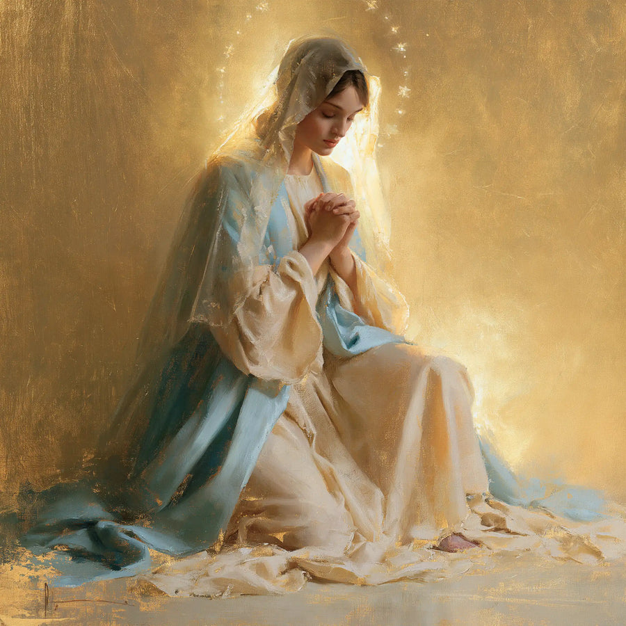Virgin Mary in Prayer - Sacred Gold · Square n° 1