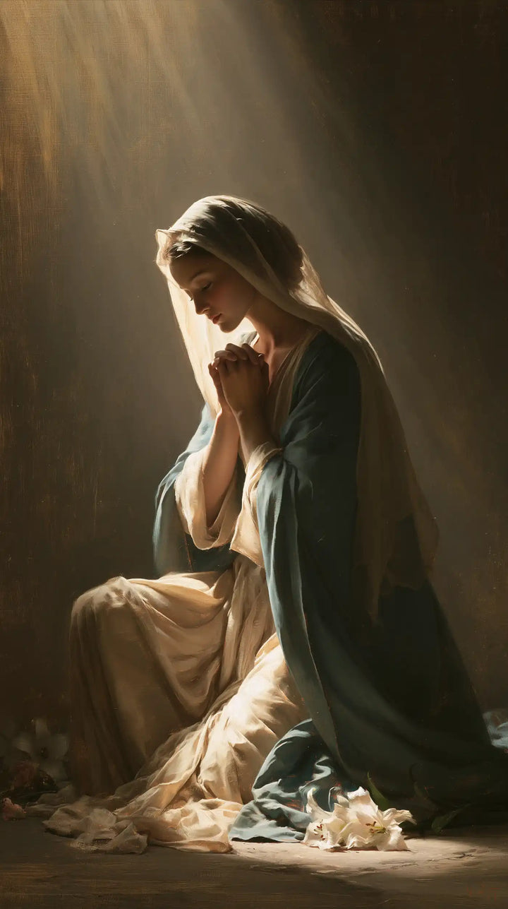 Virgin Mary in Prayer — The Profile beneath the High Light