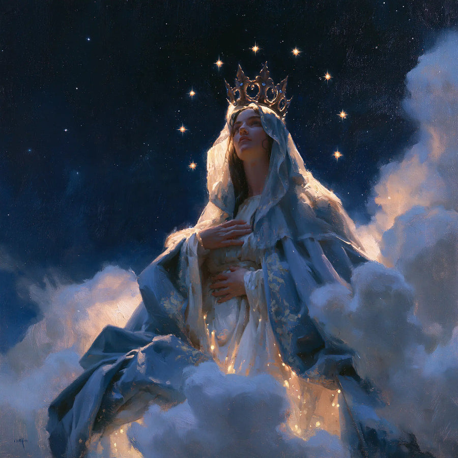 Mary Queen of Heaven - Midnight Blue Chiaroscuro · Square n° 5