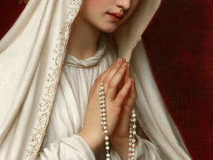Our Lady of Fatima – Close Rosary Study in Crimson