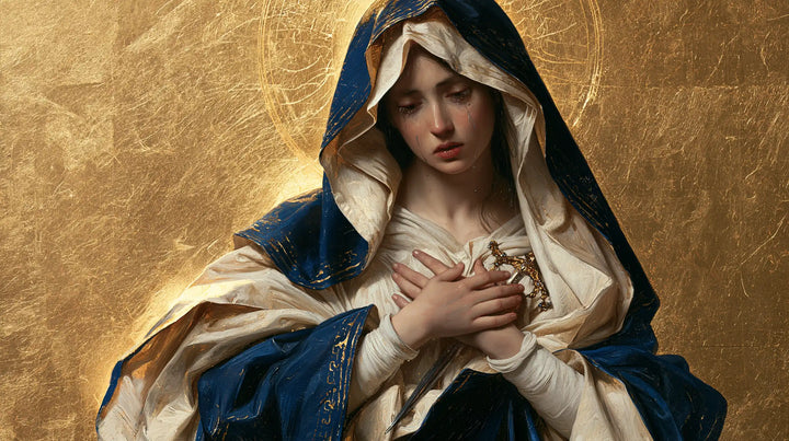 Our Lady of Sorrows — Faithful Hands in Golden Light