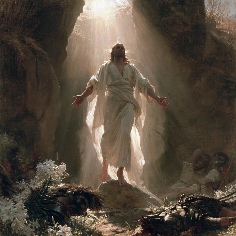 Resurrection of Jesus Christ in Expressionist style, square Christian artwork no. 2