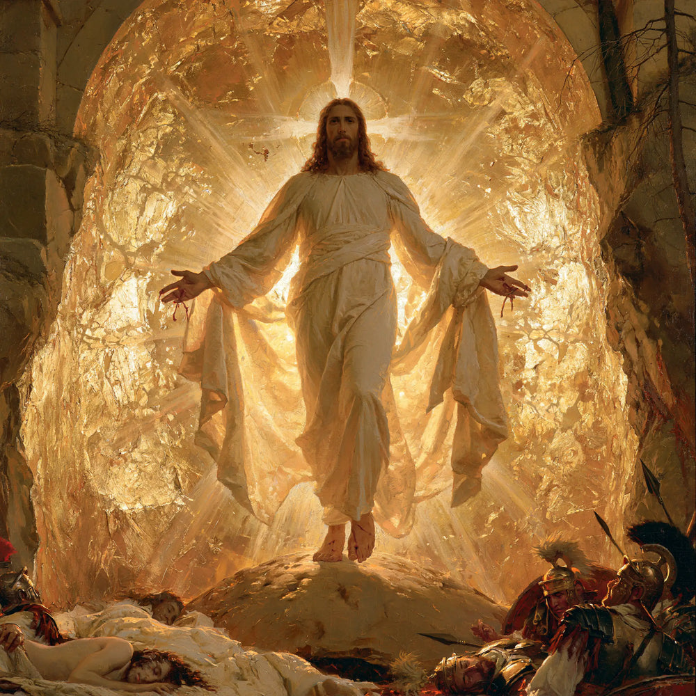 Resurrection of Jesus Christ in Sacred Gold style, square Christian artwork no. 3