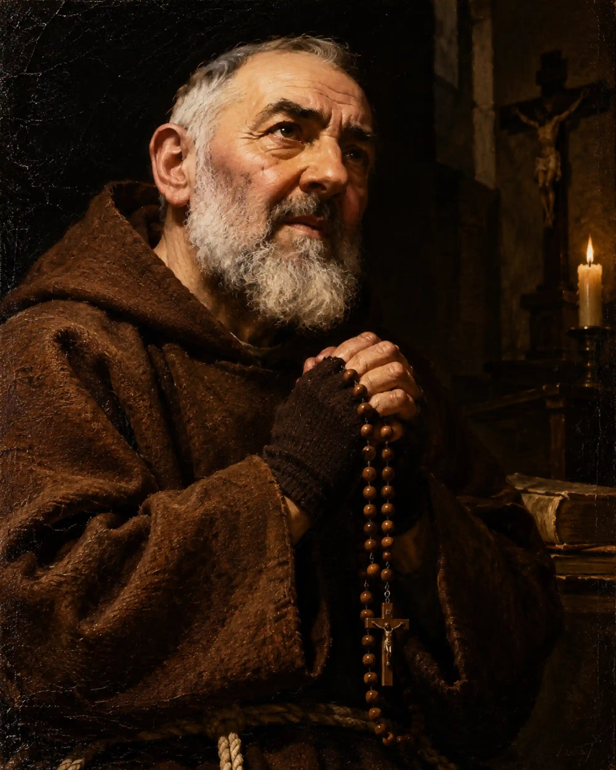 Padre Pio – Caravaggio Tenebrism · Portrait no. 1