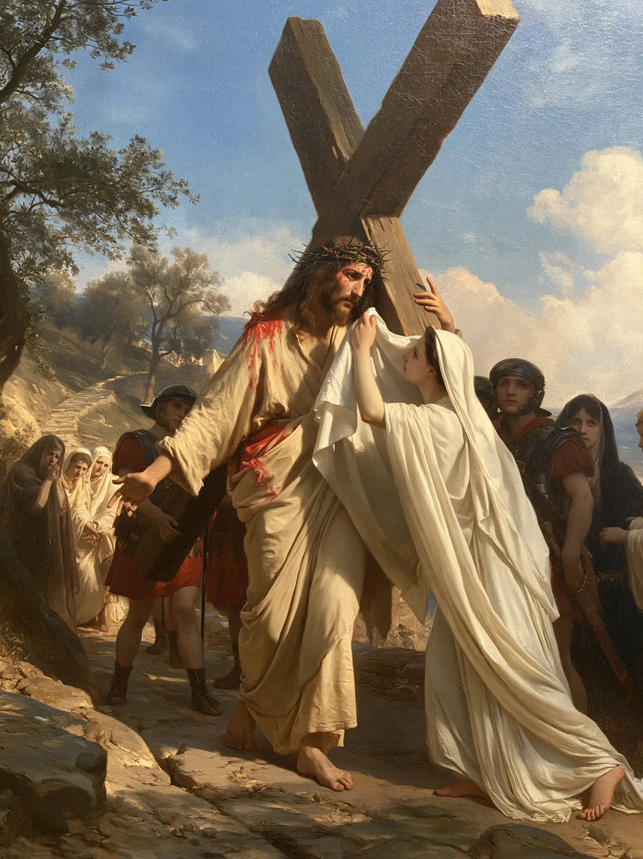 Saint Veronica and Jesus — Veronica Approaches Christ on the Road