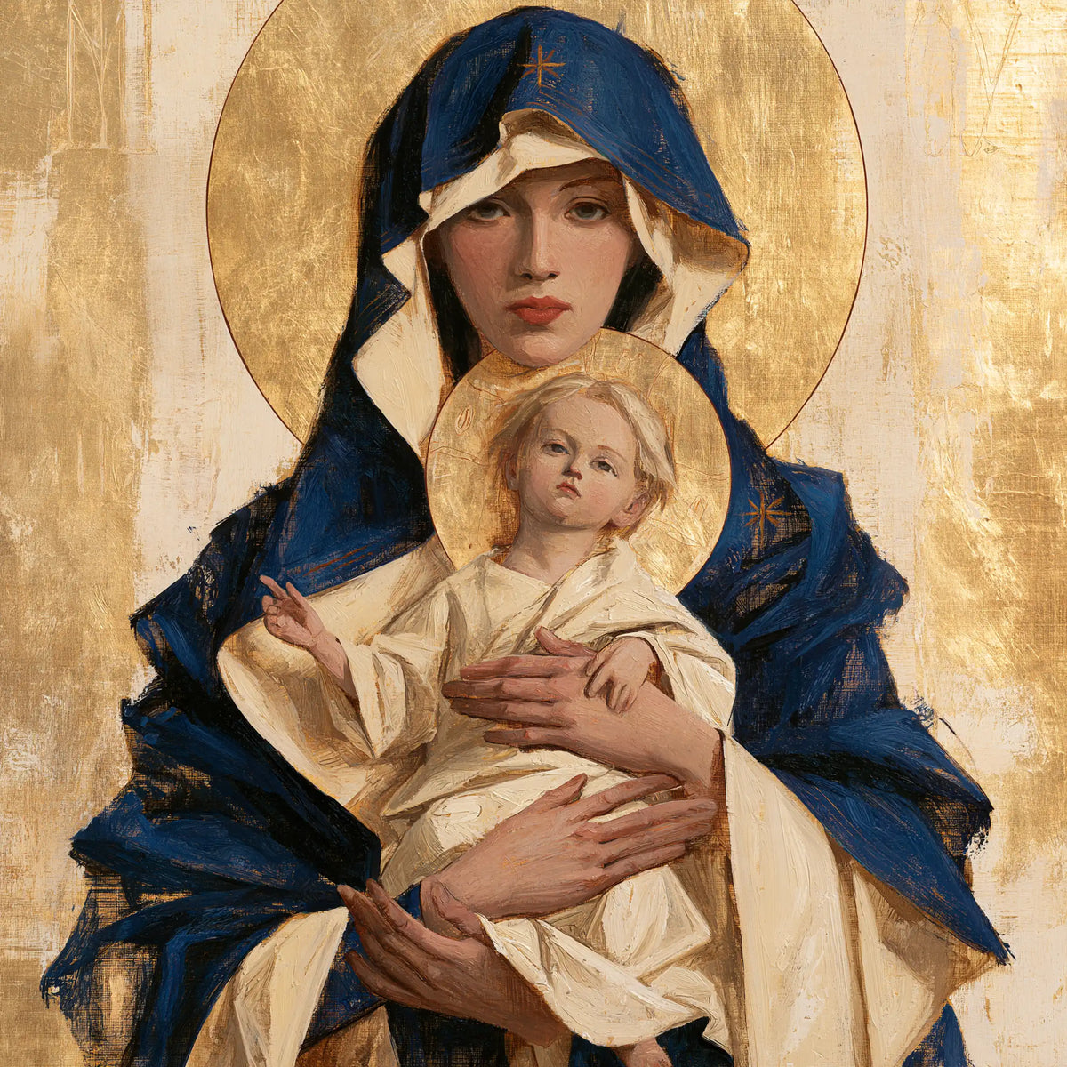 The Virgin and Child — The Fair-Haired Gaze Within the Halo