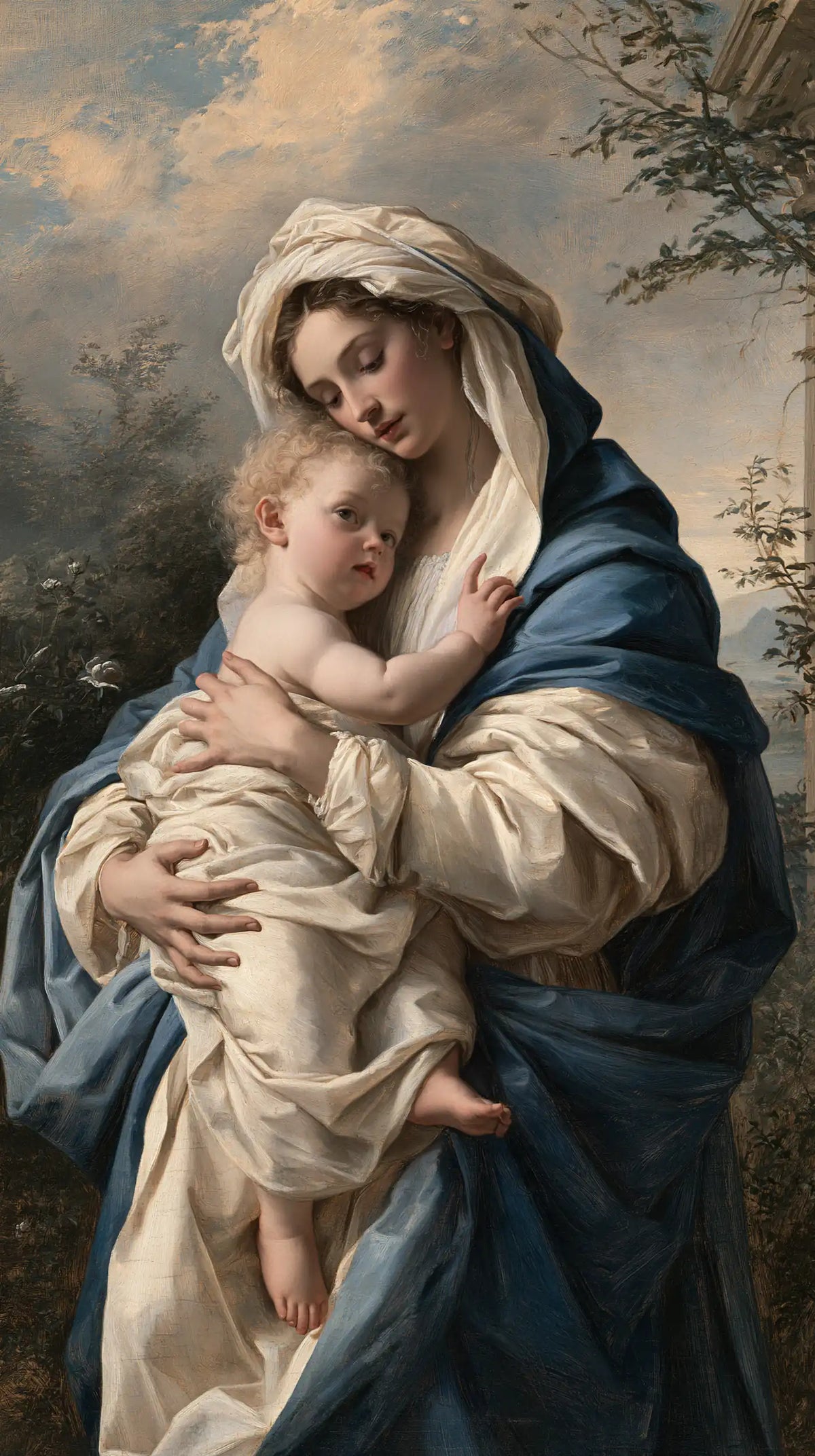 the Virgin Mary with the Child Jesus in Florentine Renaissance style, portrait Christian artwork no. 17