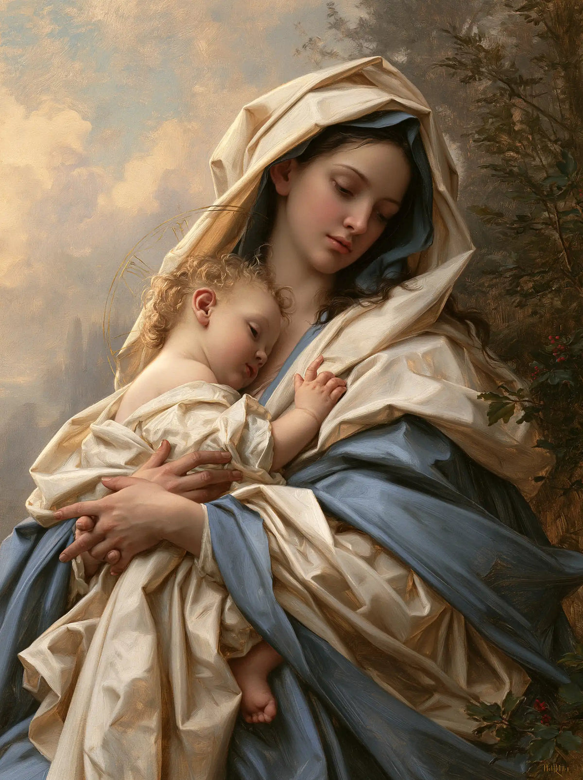 the Virgin Mary with the Child Jesus in Florentine Renaissance style, portrait Christian artwork no. 39