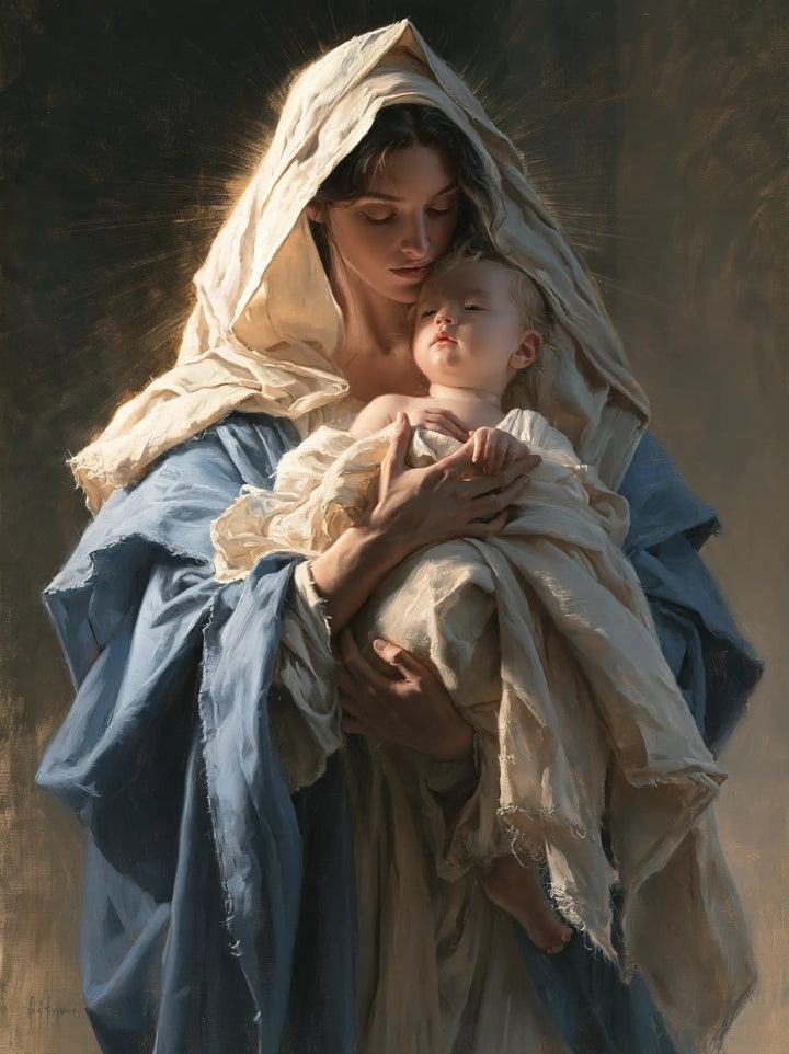 The Virgin and Child — The Little Head Raised Beneath the White Veil
