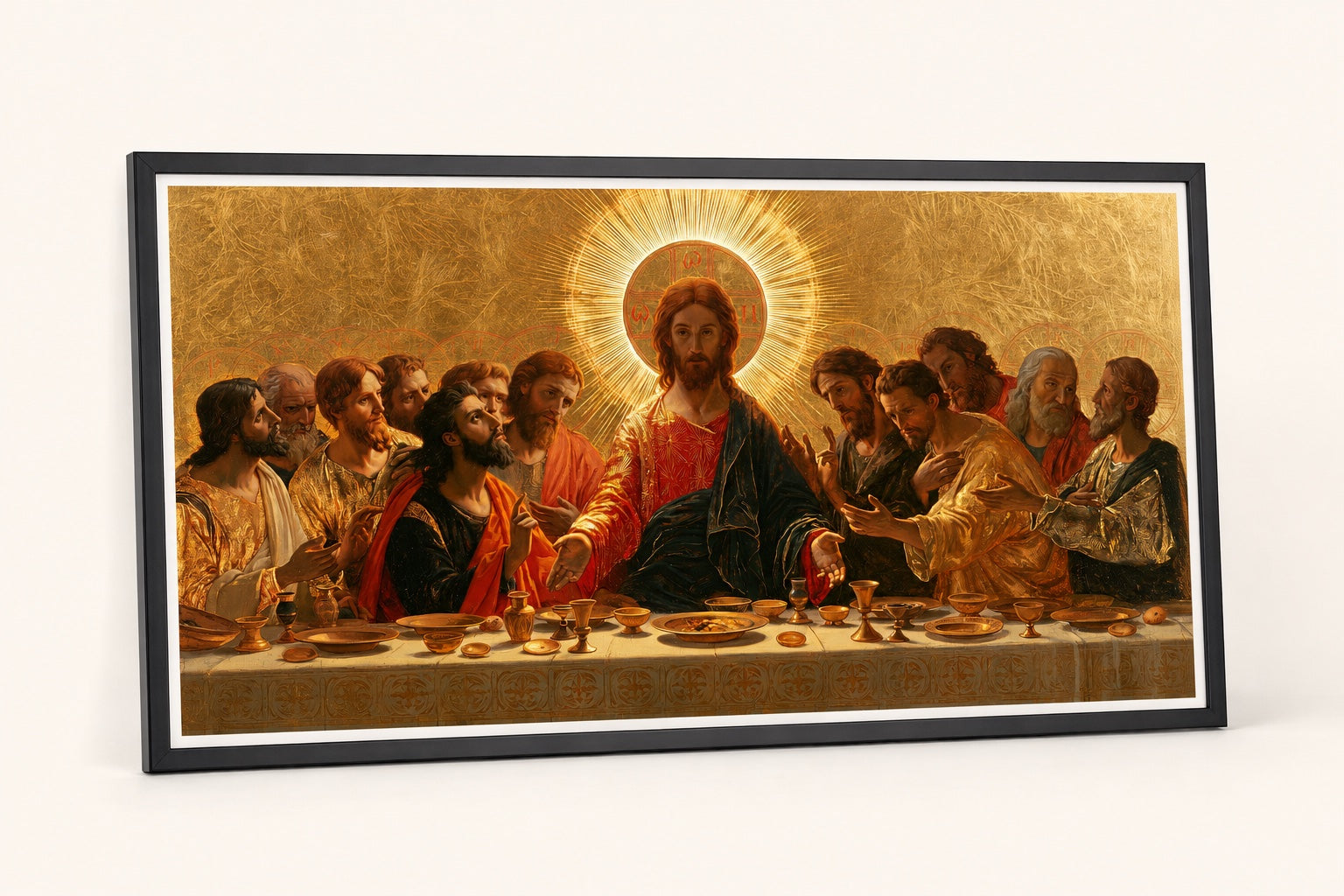 El mismo estampado Last Supper Fine Art en un delgado marco clásico negro