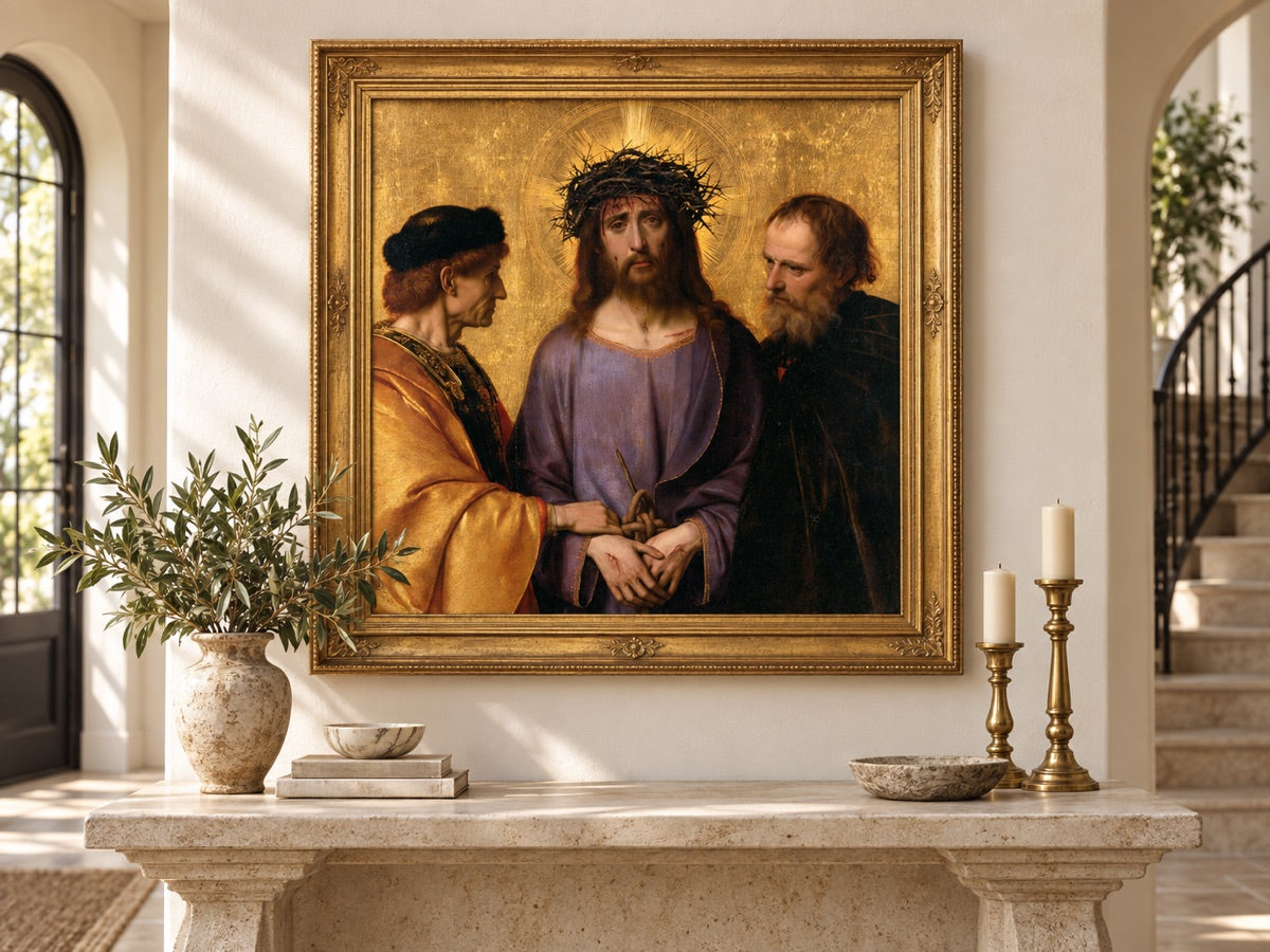 Ecce Homo — ambientación de interior con marco dorado